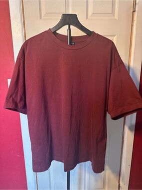 Cotton On Box Fit Tee 2XL Burgundy Crew Neck Heavyweight Cotton T Shirt